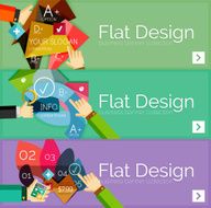 Flat design vector infographic banners with geometric infographics N92