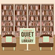 Reading Seats In Front Of A Bookcase With Forbidden Poster N2