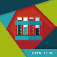 test tube flat icon with long shadow N19