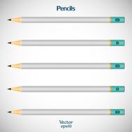 Set wooden detailed smooth of realistic pencils isolated