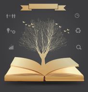 Tree silhouette on book