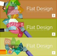 Flat design vector infographic banners with geometric infographics N99