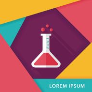 test tube flat icon with long shadow eps10 N13