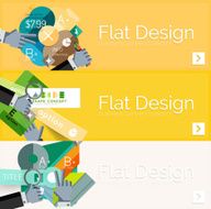 Flat design vector infographic banners with geometric infographics N115