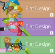 Flat design vector infographic banners with geometric infographics N116