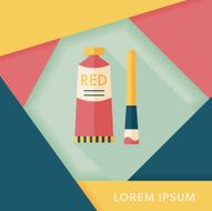 paint brush flat icon with long shadow eps 10 N2