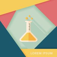 test tube flat icon with long shadow eps10 N14