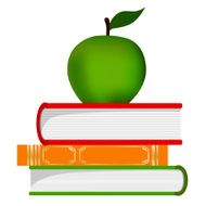 Education symbol - stack of books and apple N2