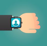 Hand with a smart watch displaying student avatar