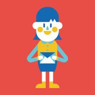 Businesswoman sending letter cartoon N4