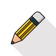 pencil icon line with long shadow