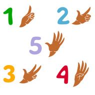 Numbers 1-5 like symbol and hand gestures