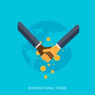 Flat hands Global international trading concept background Business and moneymaking