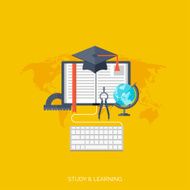 Flat concept education background Back to school Distance learning Study N2