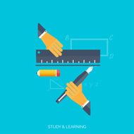 Flat concept education background Back to school Distance learning Study N4