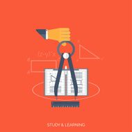 Flat concept education background Back to school Distance learning Study N5