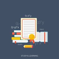 Flat concept education background Back to school Distance learning Study N7
