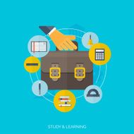 Flat concept education background Back to school Distance learning Study N8