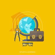 Flat concept education background Back to school Distance learning Study N9