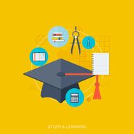 Flat concept education background Back to school Distance learning Study N10