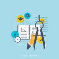 Flat concept education background Back to school Distance learning Study N12