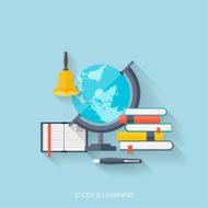 Flat concept education background Back to school Distance learning Study N13