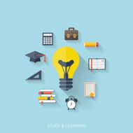 Flat concept education background Back to school Distance learning Study N14