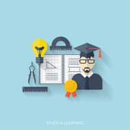 Flat concept education background Back to school Distance learning Study N15