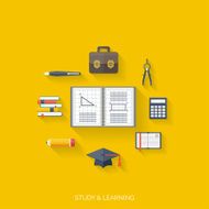 Flat concept education background Back to school Distance learning Study N17