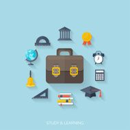 Flat concept education background Back to school Distance learning Study N18