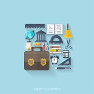 Flat concept education background Back to school Distance learning Study N20