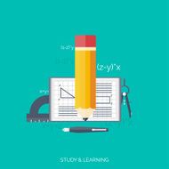 Flat concept education background Back to school Distance learning Study N22