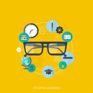 Flat concept education background Back to school Distance learning Study N23