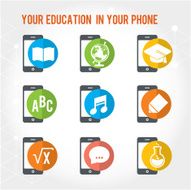 Your education in your phone Colored flat icons
