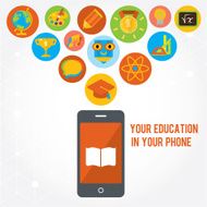 Your education in phone Set of colored icons