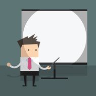 businessman with projector screen