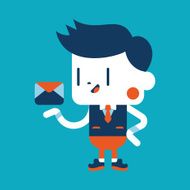 Businessman sending letter cartoon eps
