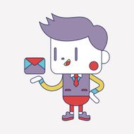 Businessman sending letter cartoon eps N2