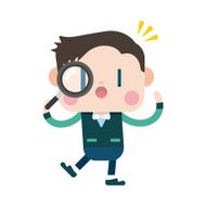 Businessman using magnifying glass cartoon eps
