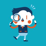 Businessman using magnifying glass cartoon eps N3