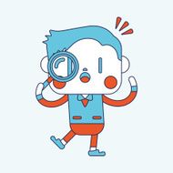 Businessman using magnifying glass cartoon eps N4