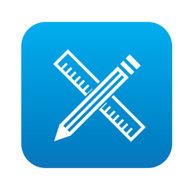 Pencil and ruler symbol design on blue button clean vector