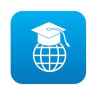 Education symbol design on blue button clean vector