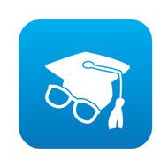Education symbol design on blue button clean vector N2
