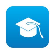 Hat education symbol design on blue button clean vector