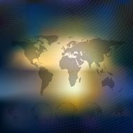 World map with dotted globes abstract blurred background vector N2