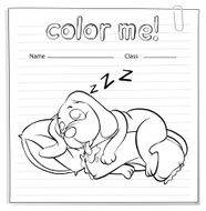 Worksheet with a dog sleeping