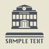 School building icon or sign