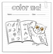 Worksheet showing an owl and a book