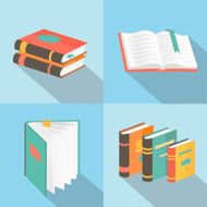 Vector book signs and symbols - education concepts in flat